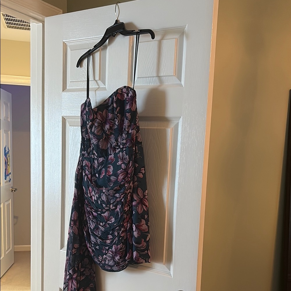 Katie May Strapless Dress in Blue and Purple Floral